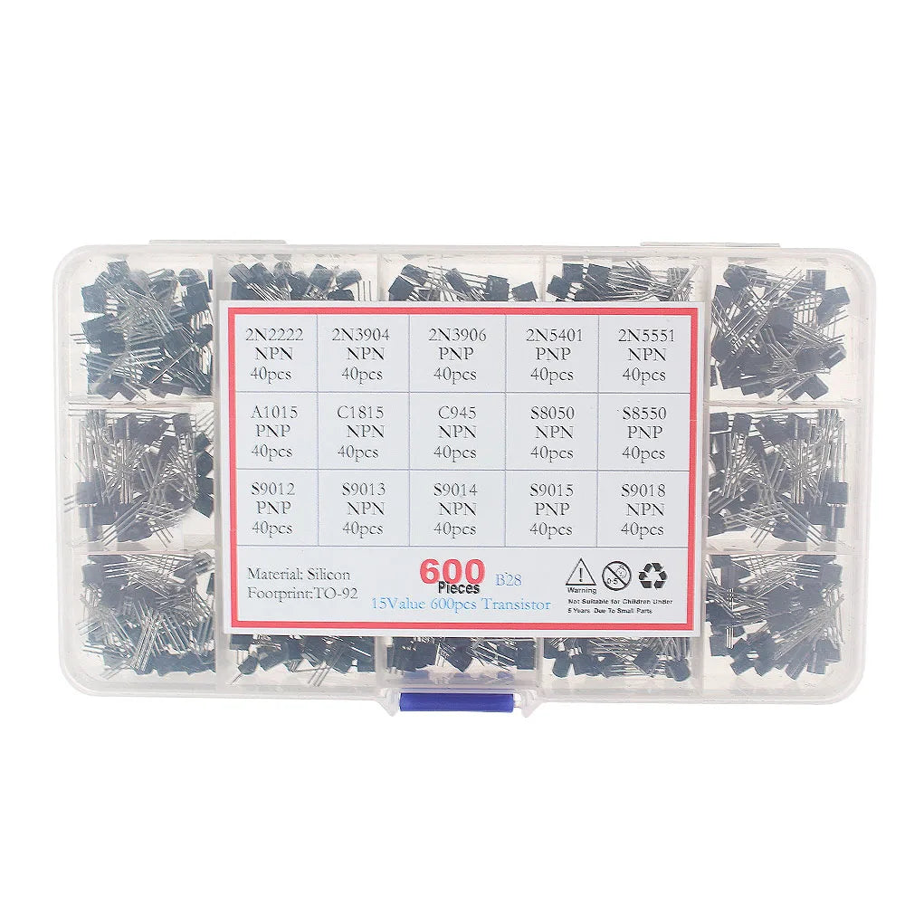 200-840PCS TO-92 Transistor Kit BC547 BC327 BC337 2N2222 3904 3906 C945 PNP/NPN Transistors with Box