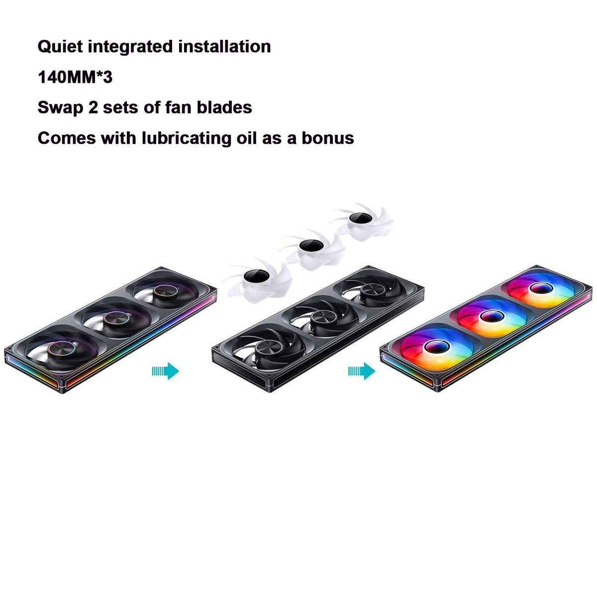 JONSBO ZA-140/420 Case Cooling Fan 140mm ARGB 3 Connected Bodies PWM Quiet Fan  Replaceable Fan Blades