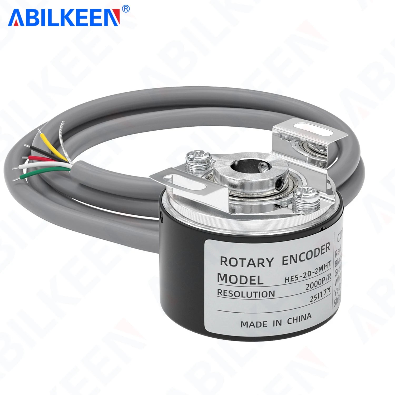 ABILKEEN HES-2M Incremental Rotary Encoder 100~2500PPR Available 38MM Magnetoelectric Rotary Encoder 8MM Semi-Hollow Shaft