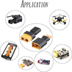4Pcs XT60 to XT30 Plug Female Male Adapter Converter for FPV Drone RC Lipo NiMH Battery Charger ESC (2pcs Male XT60 to Female XT