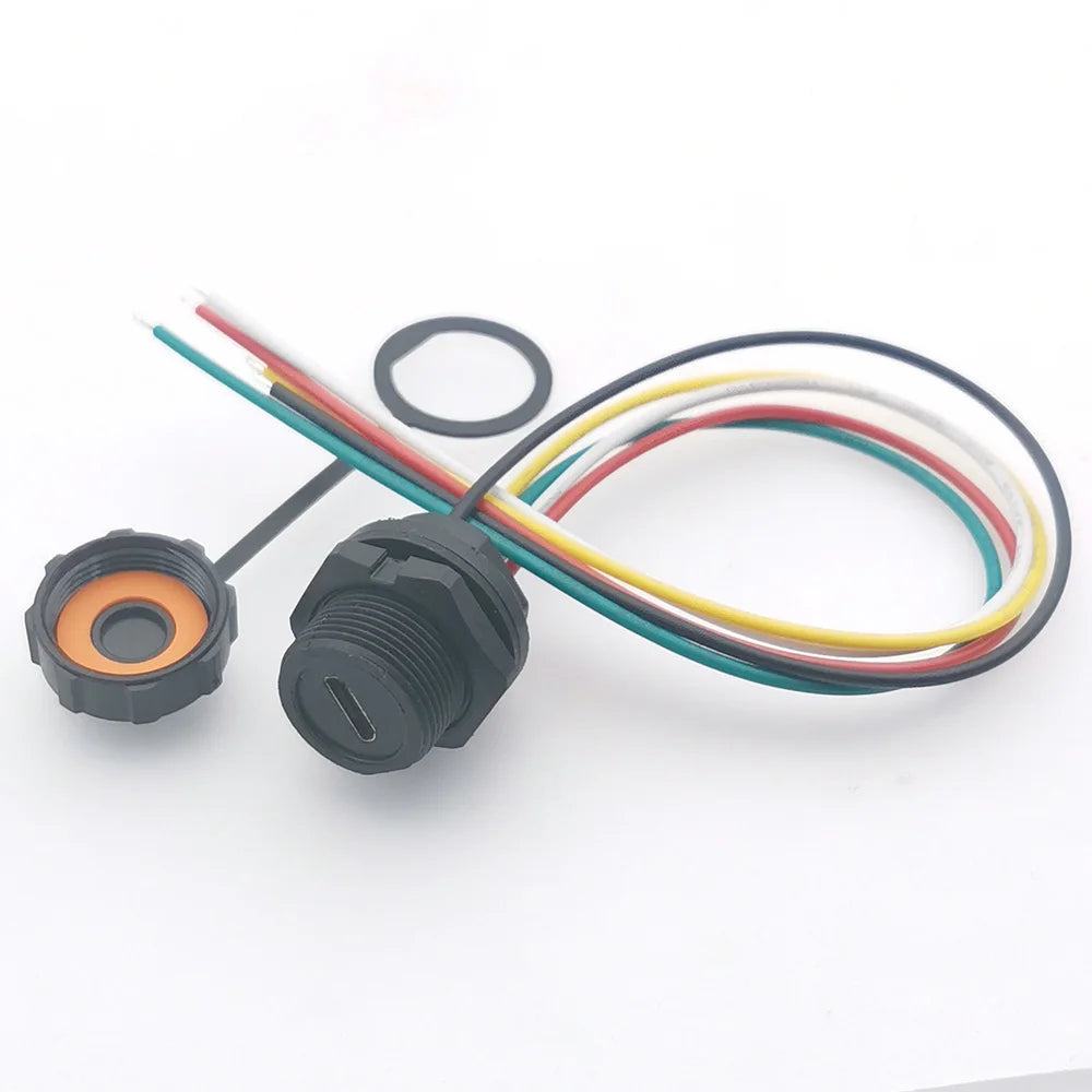 1pcs Threaded IP67 waterproof MICRO USB Connector USB-Micro Plug Socket With Cable PCB Female Connector Port