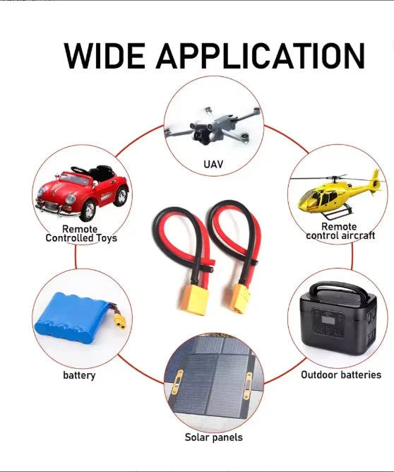 14AWG XT60 Female Male Plug Battery Connector with Silicone Flexible Wire for RC Airplane Lipo Battery ESC FPV Drone Car Boat