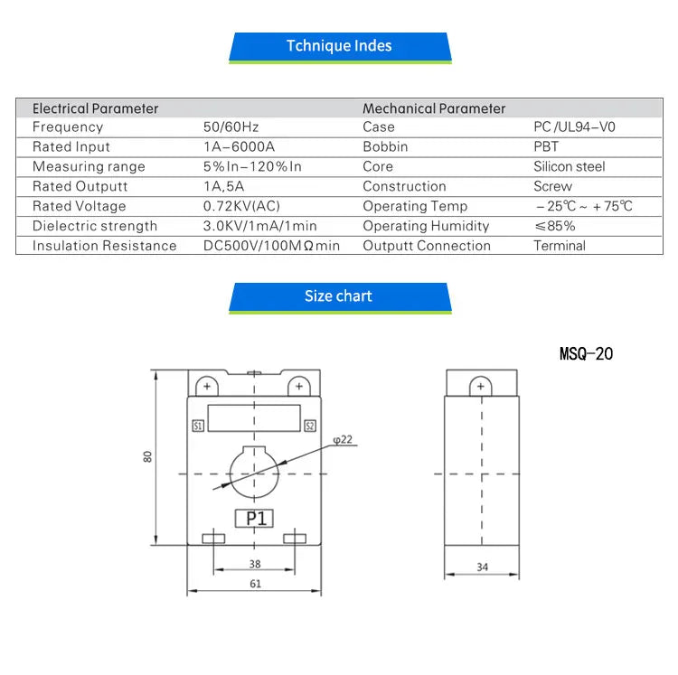 MSQ-30B Current Transformer  5/5A 10/5A 15/5A 20/5A 30/5A 150/5A MES-30B
