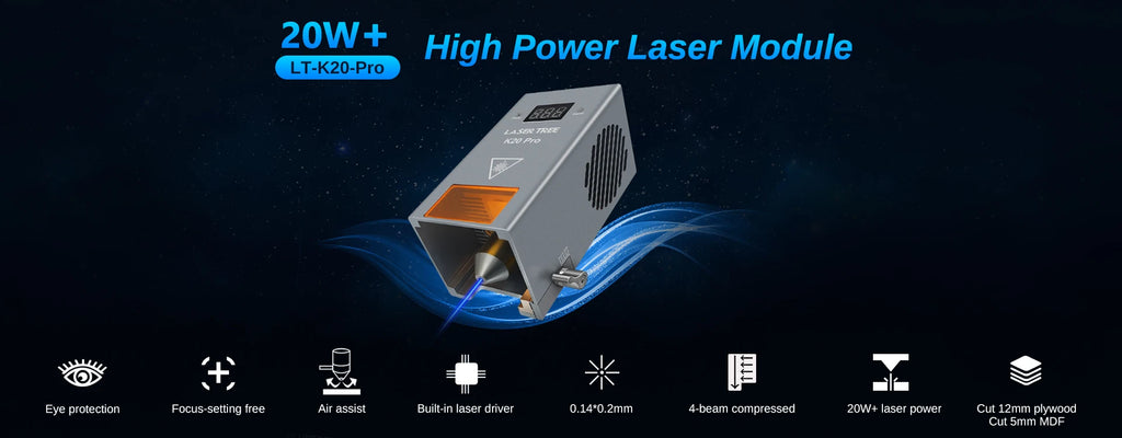 LASER TREE 20W/10W/5W/4W Laser Head For CNC Engraver Wood Cutting DIY Laser Tools 450nm TTL/ PWM Blue Light Laser Module