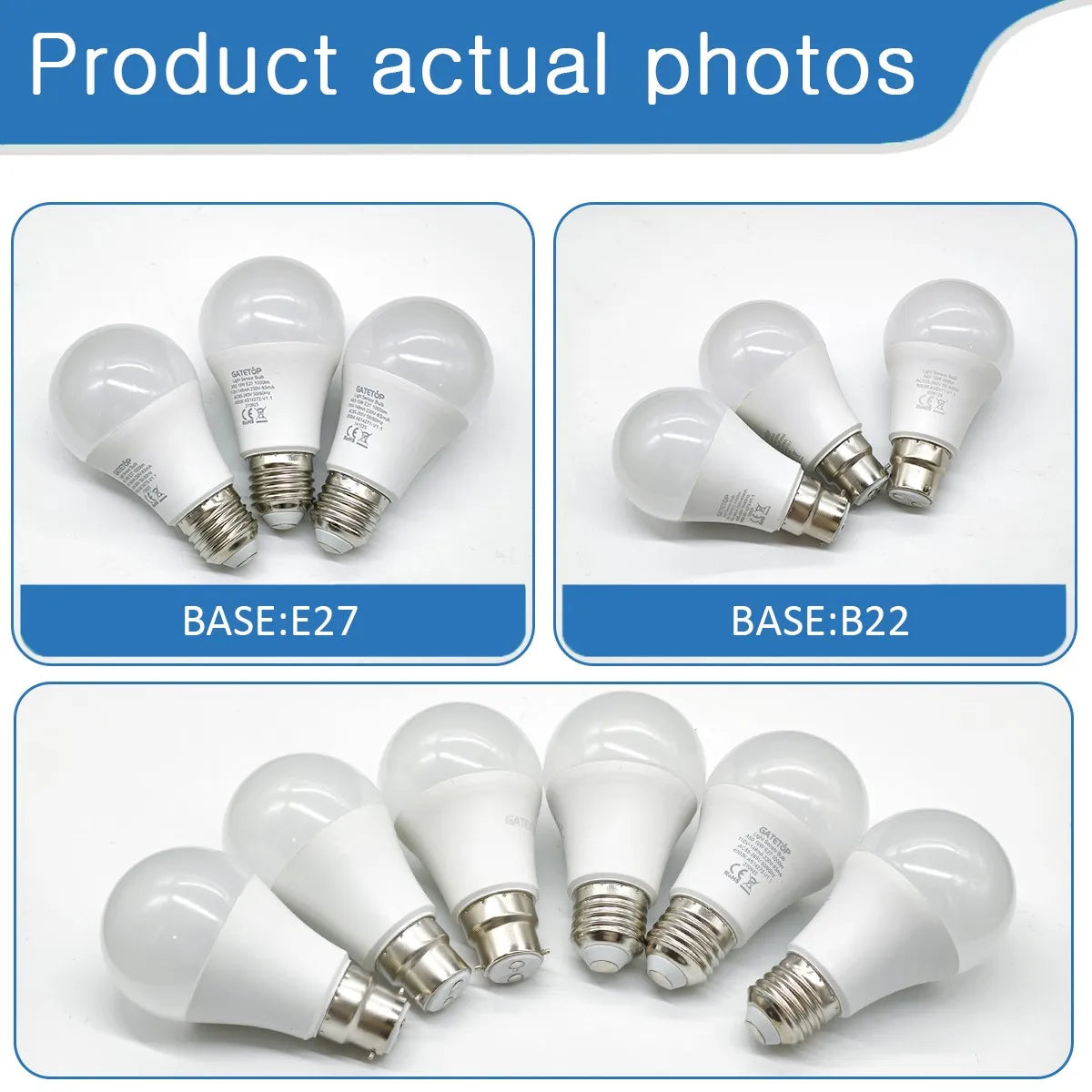 2Pack Led Sensor Control Bulb B22 E27  Bulb Light Dusk To Down AC100-240V 1000lm 10W 3000K-6000K for Underground Garage Corridor