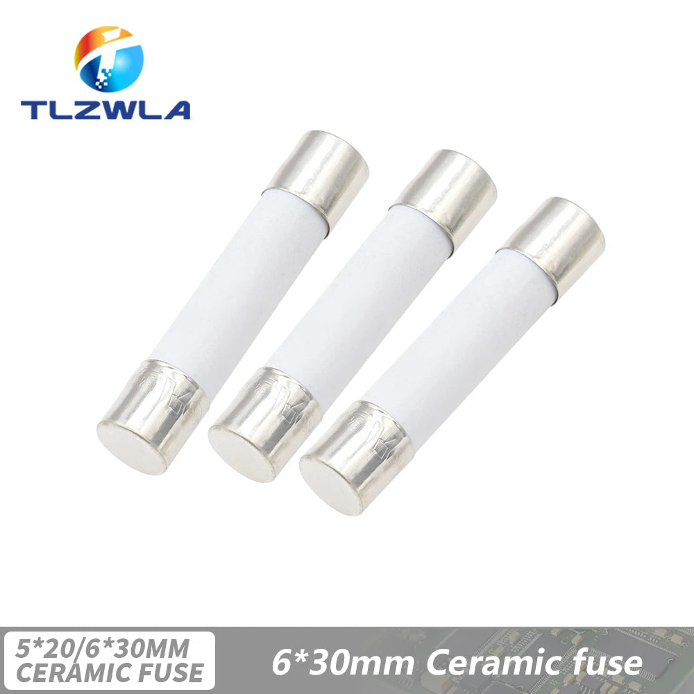 10PCS 5X20MM 6X30MM Fast Blow Ceramic Fuse 5*20mm 250V 0.1A 0.25A 0.5A 1A 1.5A 2A 2.5A 3A 3.15A 4A-30A Slow Break The Fuse Tube