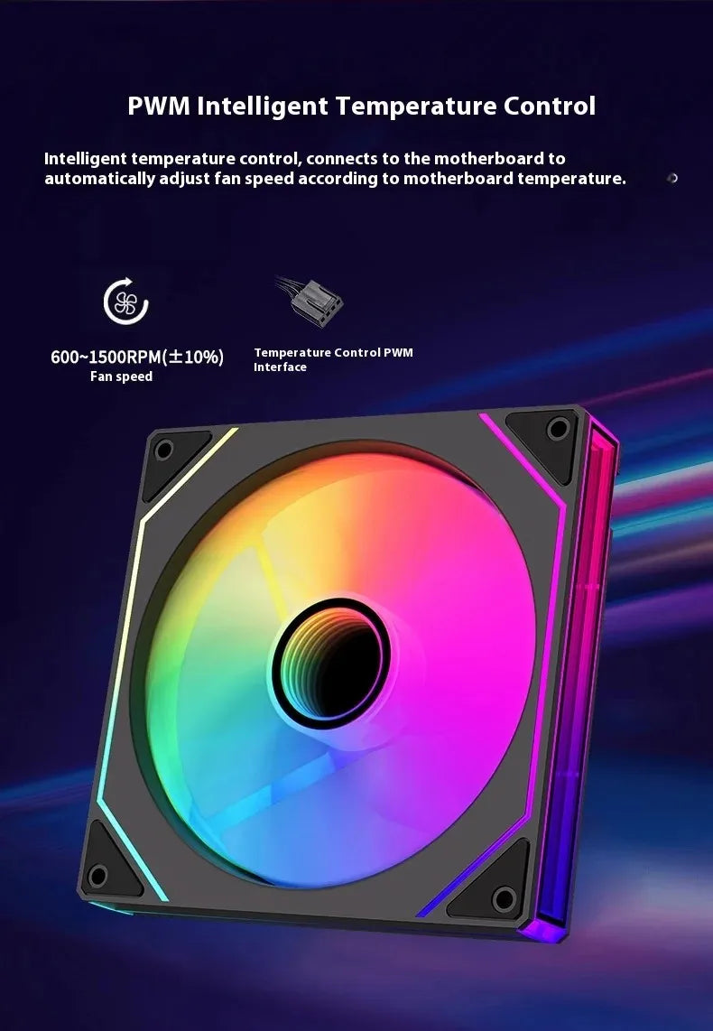 LDPCSJ 14cm ARGB PWM Quiet Computer Cooling Fan, LDPCSJ PRISM 4PRO PC Case Fan 61.5CFM High Airflow 650-1800RPM 12V 4 Pin Fan
