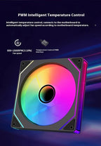 LDPCSJ 14cm ARGB PWM Quiet Computer Cooling Fan, LDPCSJ PRISM 4PRO PC Case Fan 61.5CFM High Airflow 650-1800RPM 12V 4 Pin Fan