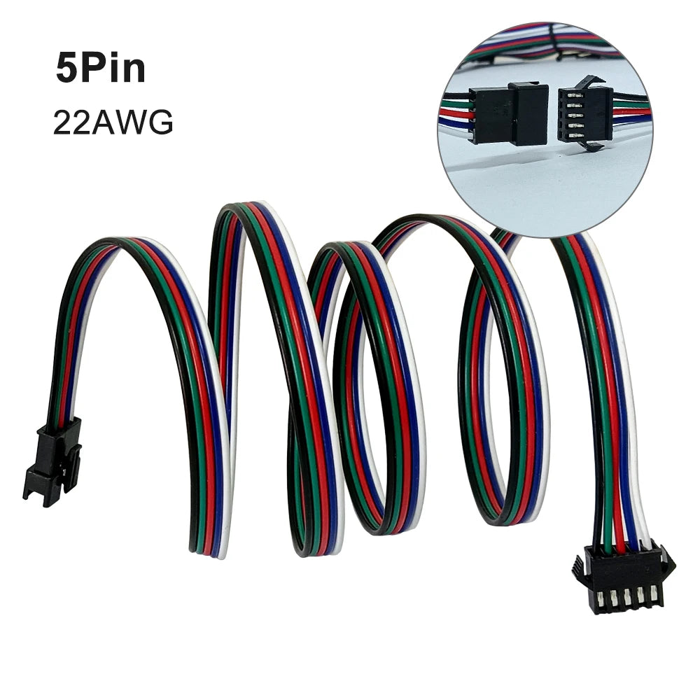 2Pin 3Pin 4Pin 5Pin JST LED Extension Cable Electric Wire 22AWG Male Female Connector For WS2811 WS2812 WS2813 RGBWW Strip Light
