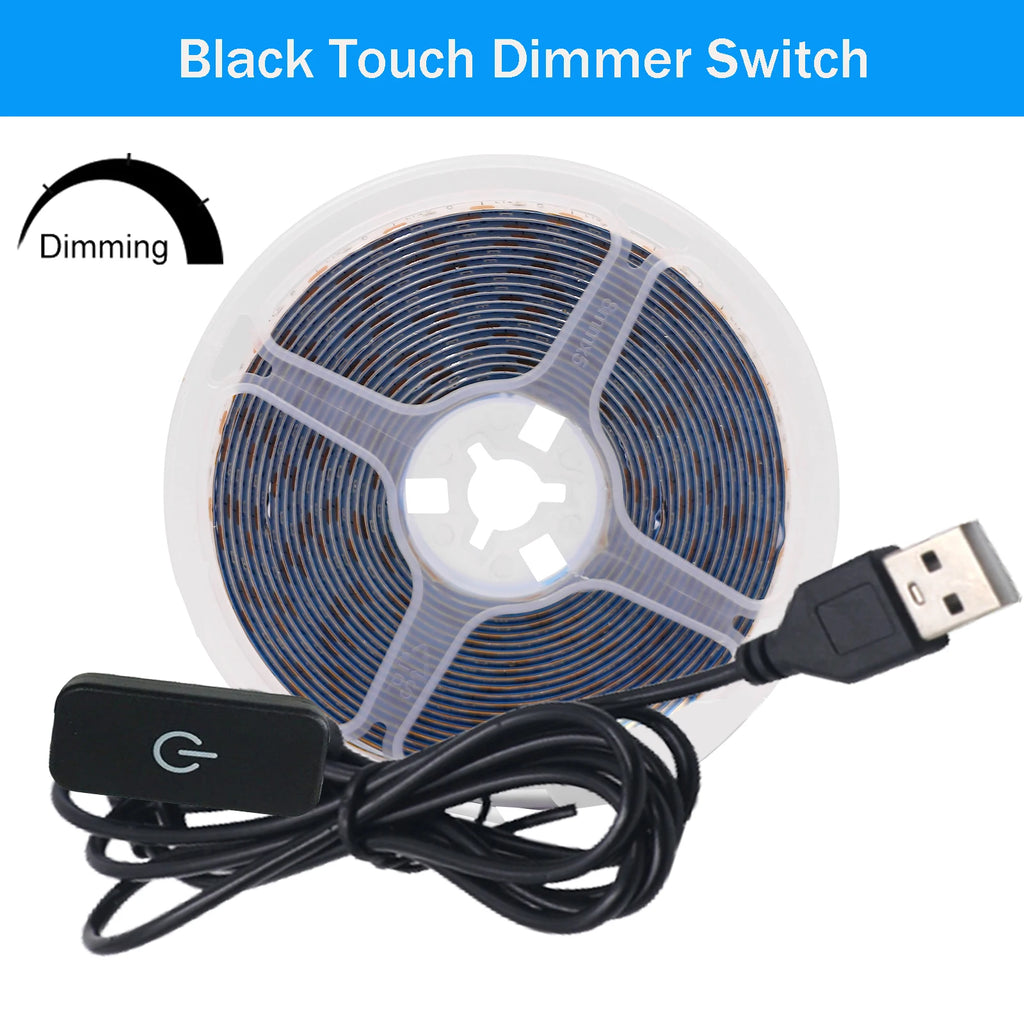 5V USB LED Strip Light with Dimmer Switch 2835 60LEDs Waterproof Flexible LED Tape with ON OFF Switch for Under Cabinet Light