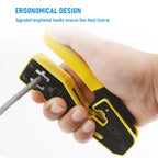 RJ45 Pass Through Crimper, Cat6 8P8C LAN Crimp Tool Kit with Wire Stripper, 10PCS Cat6 Connectors and Strain Relief Boots
