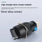 16mm Rotary Knob Push Button Switch 2 3 Positions Latching Self Lock 3/6 Pins Round Square Key Selector Start Up Power Switch