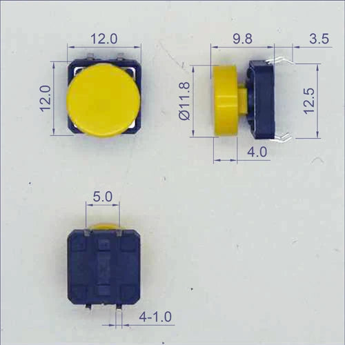 10 Sets Momentary Tactile Button 4PIN SMT/DIP 12X12mm H=9.8/9/16.8mm With Cap Tact Switch Push Button Switch Micro Key Button
