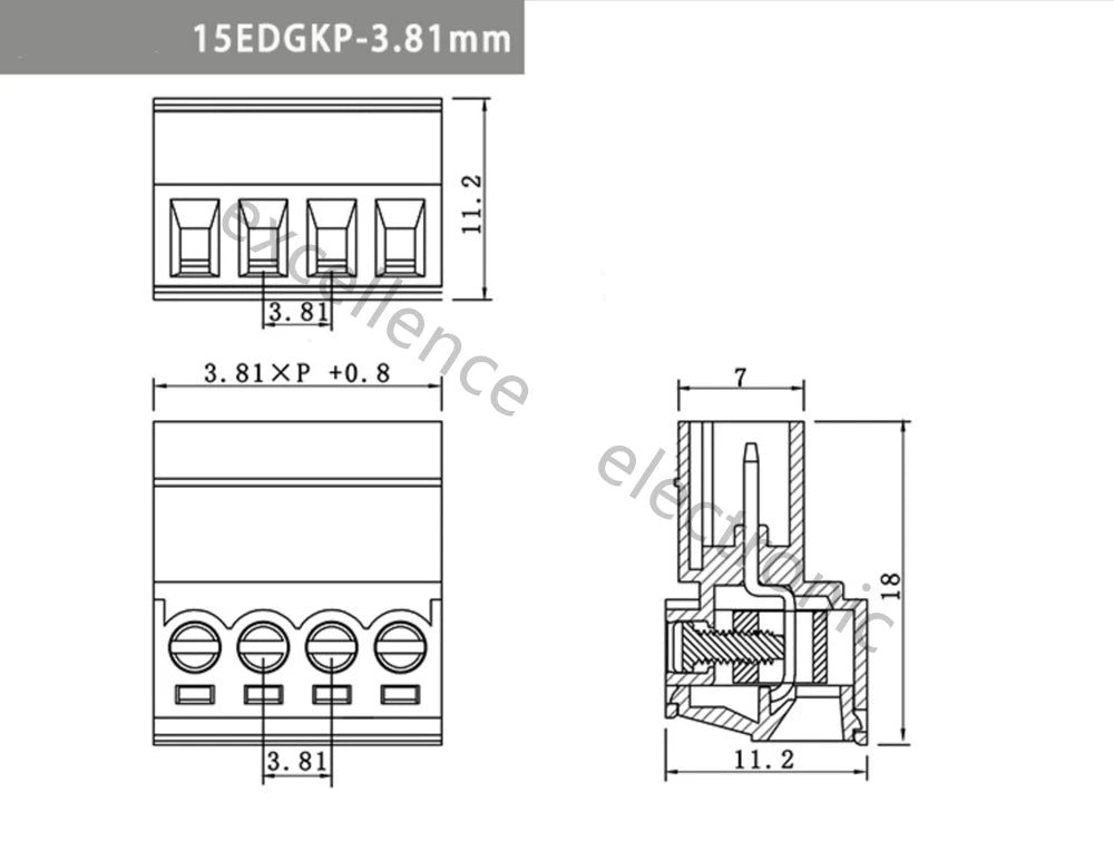 5/10PCS Aerial Butt Welding Type 15EDGRK-3.5mm 3.81mm Plug-in Terminal Block 3.5mm 3.81mm Pitch 2/3/4/5/6/7-12P Female Socket