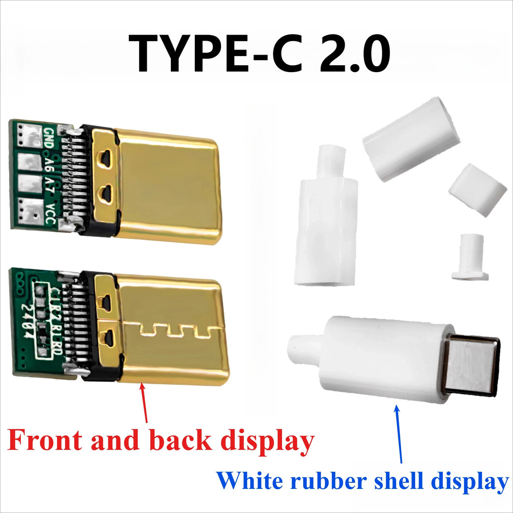 5pcs/Lot 4Pin USB Type-C Gold-plated Male Plug USBC DIY Self-repair Welding Charging Data Line Parts Type C Connector for Phone