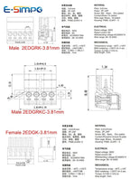10pair/10pcs Aerial Butt Welding 2EDGRK 15EDGRK-3.5mm 2-24P Plug Male+Female Socket 28-16AWG Wire Screw Terminal Block Connector