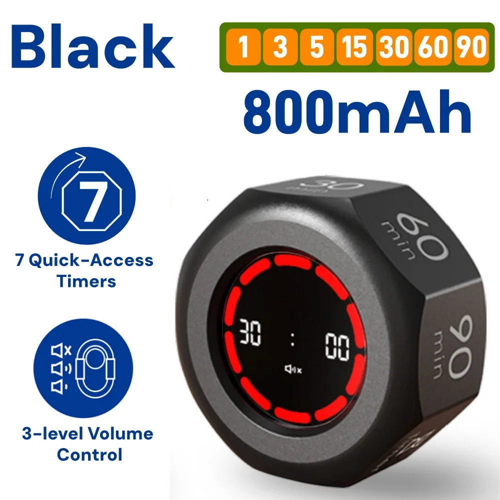 Rotating Pomodoro Timer Preset, Desk Productivity Flip Timer, ADHD Tool Cube Countdown Stopwatch for Study, School, Kitchen Work