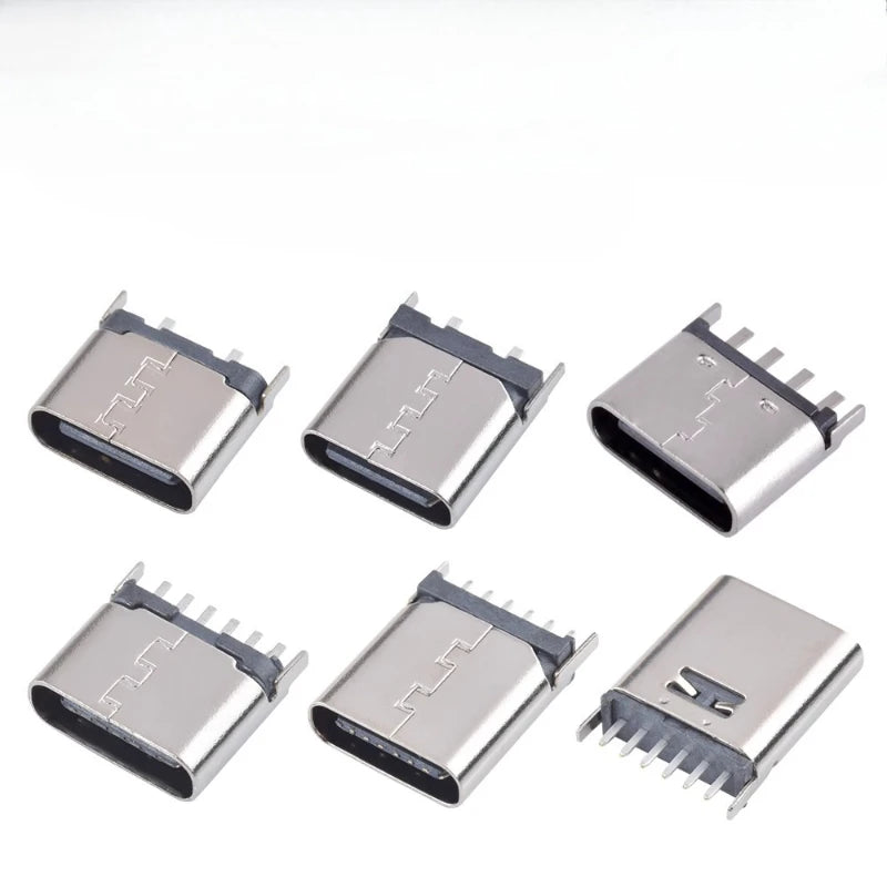 10Pcs USB Connector Type C Female Charging Port Jack 2/4/6/16 Pin Type-C Socket PCB Soldering SMD SMT DIY Repair Type C Adapter