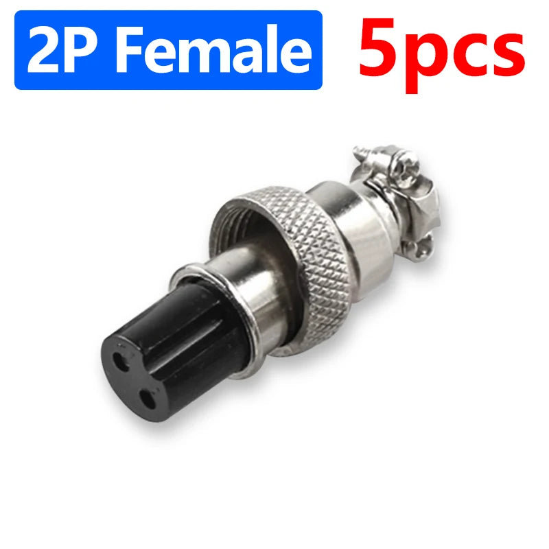 5Pcs GX12 Aviation Connector Plug Socket 2/3/4/5/6/7 Pin Male Female Panel Mount 12mm Circular Metal Wire Adapter Nut Type