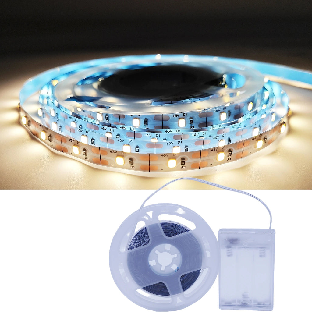 3AA Battery Power Led Strip Light 2835 1M 2M 3M 4M 5M Night Lamp Flexible Ribbon Tape White/Warm White/Blue Room TV Backlight