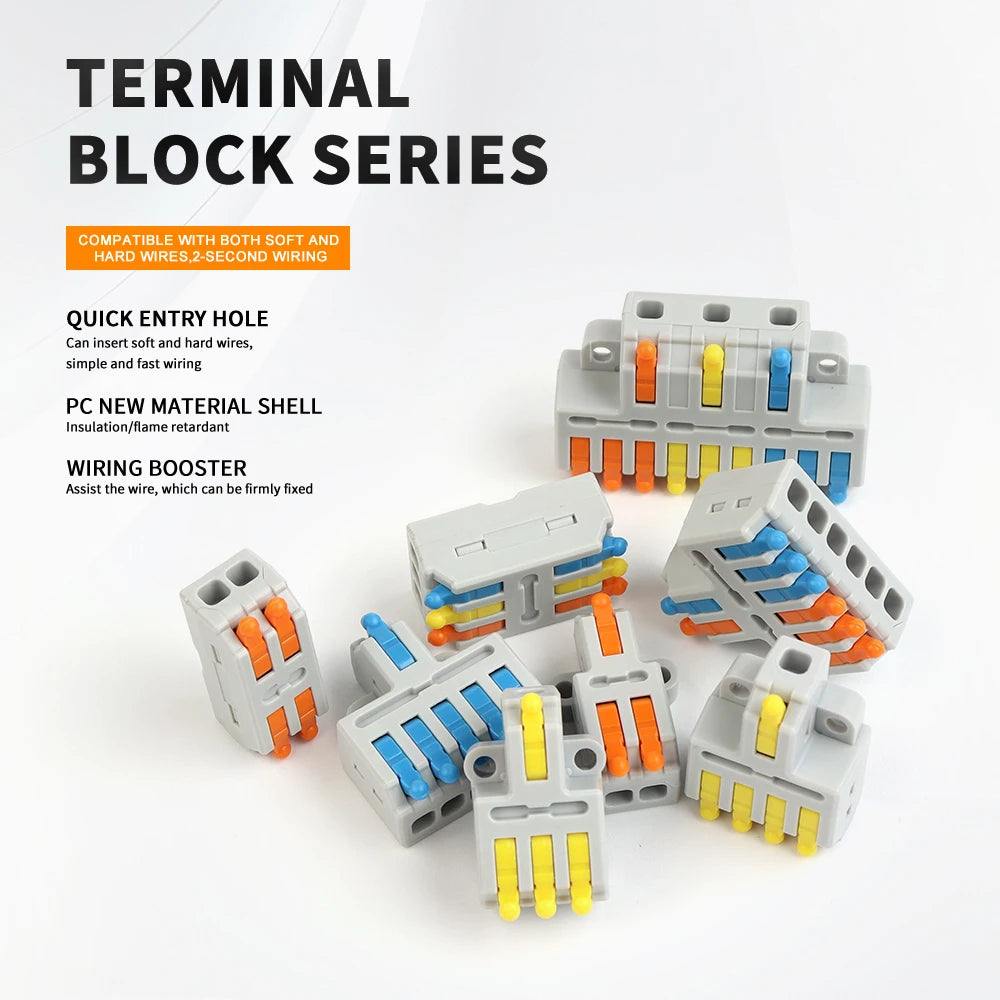 10/50 PCS Universal Compact Mini Fast Wire Connectors Lever Nut Crimp Splitter Electrical Conductors Push-in Home Terminal Block