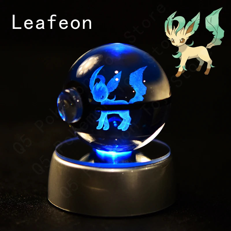 Pokemon Crystal Ball 3D Mewtwo Pikachu Gengar Pokeball 3D Night Light Lamp Glass Statue Pokemon Crystal Ball Birthday Gift