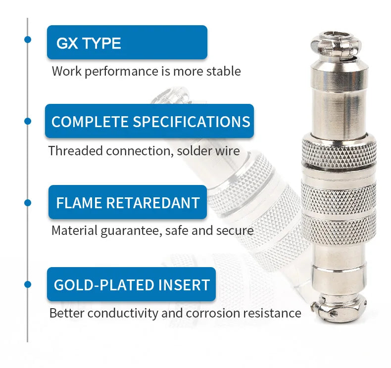 GX16 2/3/4/5/6/7/8/9/10 Pins Aviation Plug Aviator Socket Butt Joint Male&Female Docking Connectors