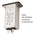 Buddy IEC 320 C20 Male Socket Panel Mount Power Line EMI Filter 20A Rated Industrial Plug with Socket