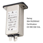 Buddy IEC 320 C20 Male Socket Panel Mount Power Line EMI Filter 20A Rated Industrial Plug with Socket