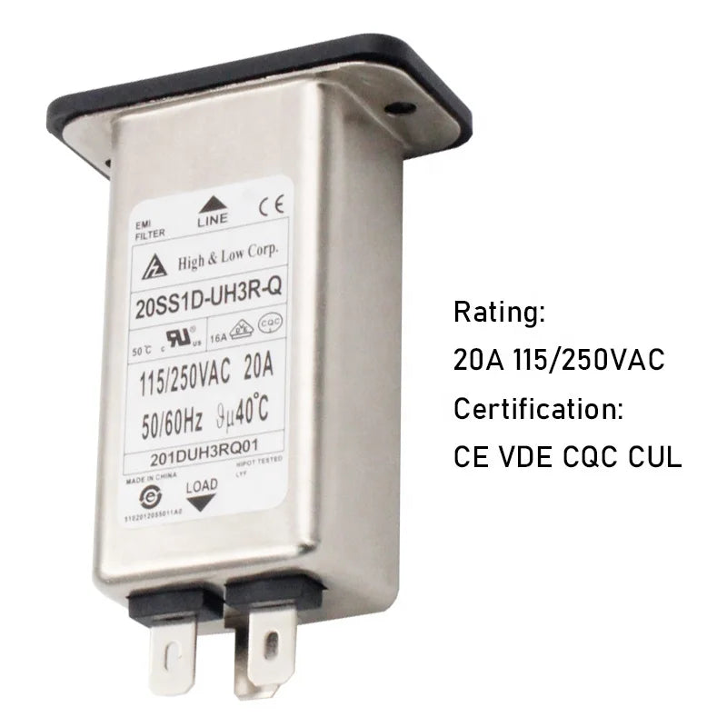 Buddy IEC 320 C20 Male Socket Panel Mount Power Line EMI Filter 20A Rated Industrial Plug with Socket