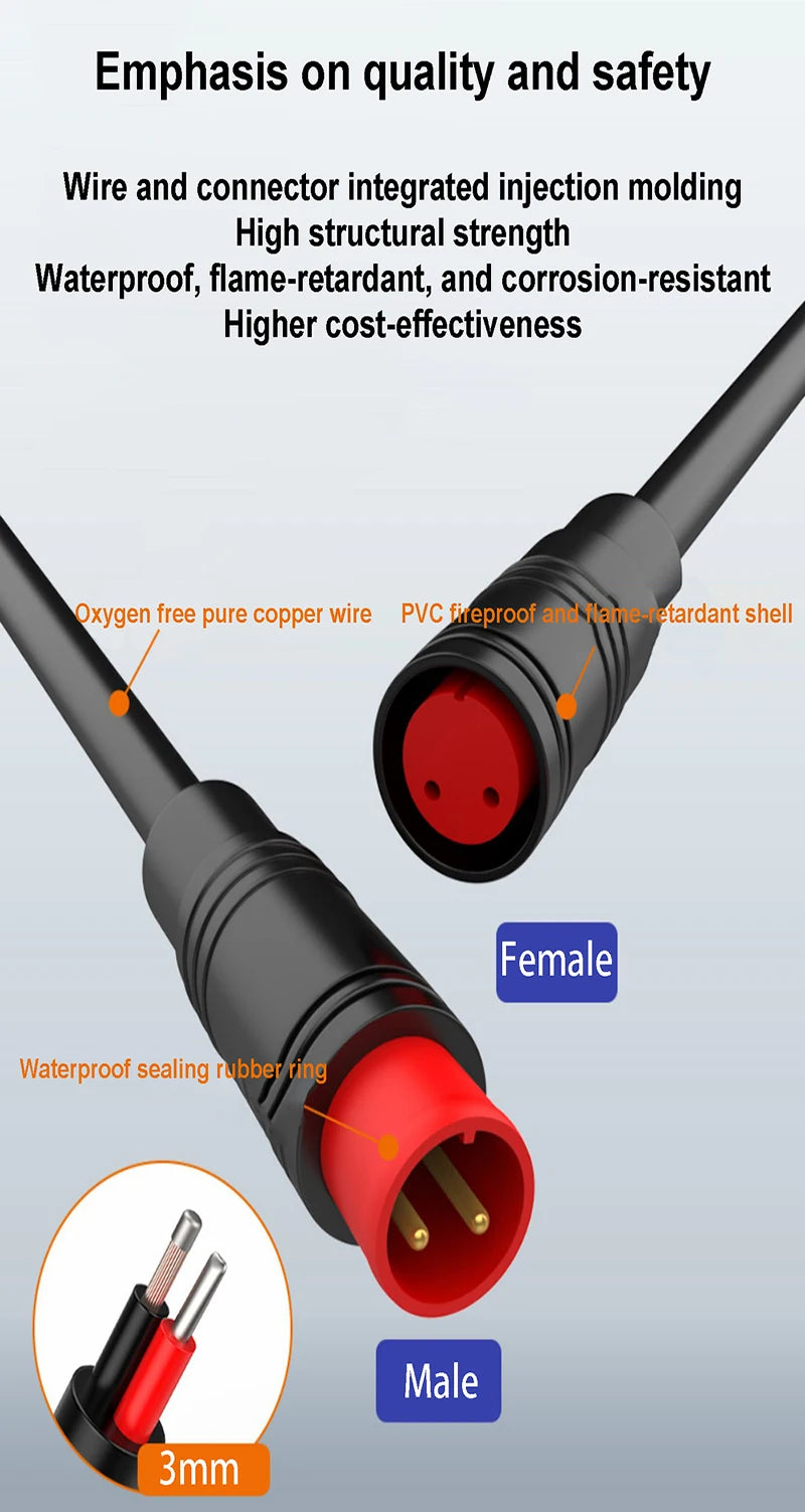 1pair male+female E-bike Line  M8 Signal Speed Sensor Extension Cable 2 3 4 5 6 Pin Electric Bicycle IP65 Waterproof Joint