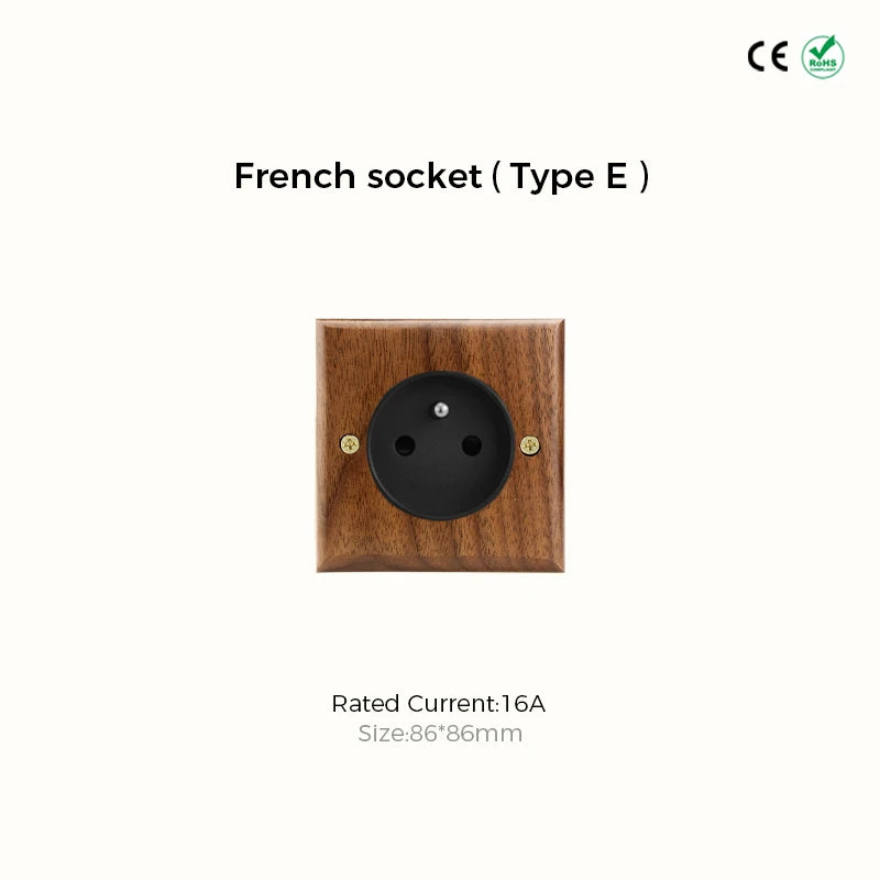 Avoir Retro Black Walnut Panel Toggle Switches USB Type C FR EU Socket Outlet Brass Lever Wall Light Switches Cat6 Rj45 For Home