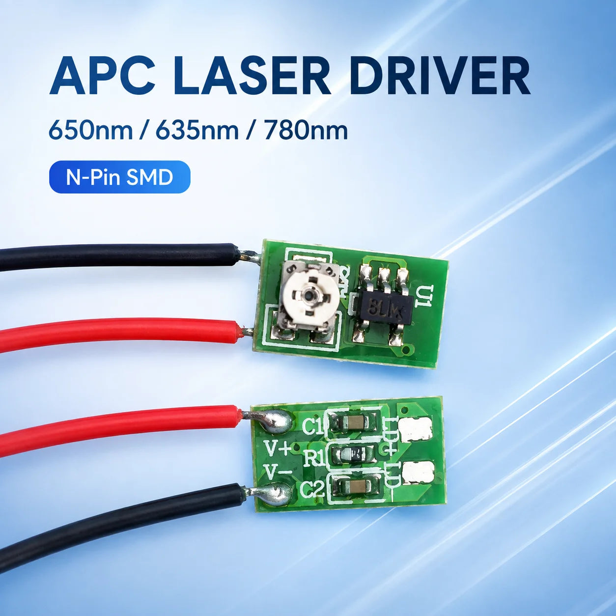 ZhonNa 650nm 635nm 780nm N-Pin APC Constant Power Laser Diode Driver Board 1-20mW for The Listed Price Is The Unit Price