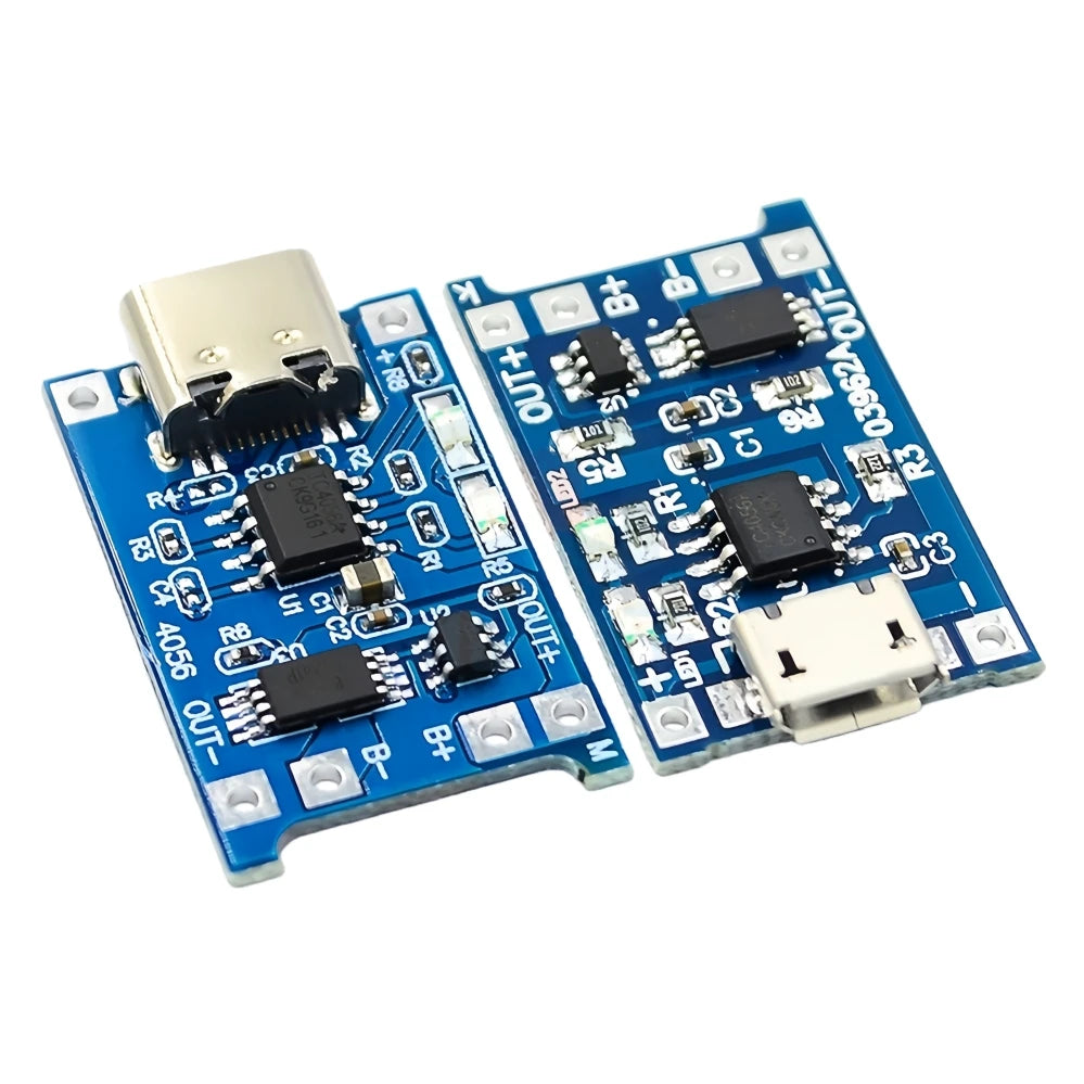 1-100PCS 5V 1A Micro/Type-c USB 18650 TP4056 Lithium Battery Charger Module Charging Board With Protection Dual Functions Li-ion