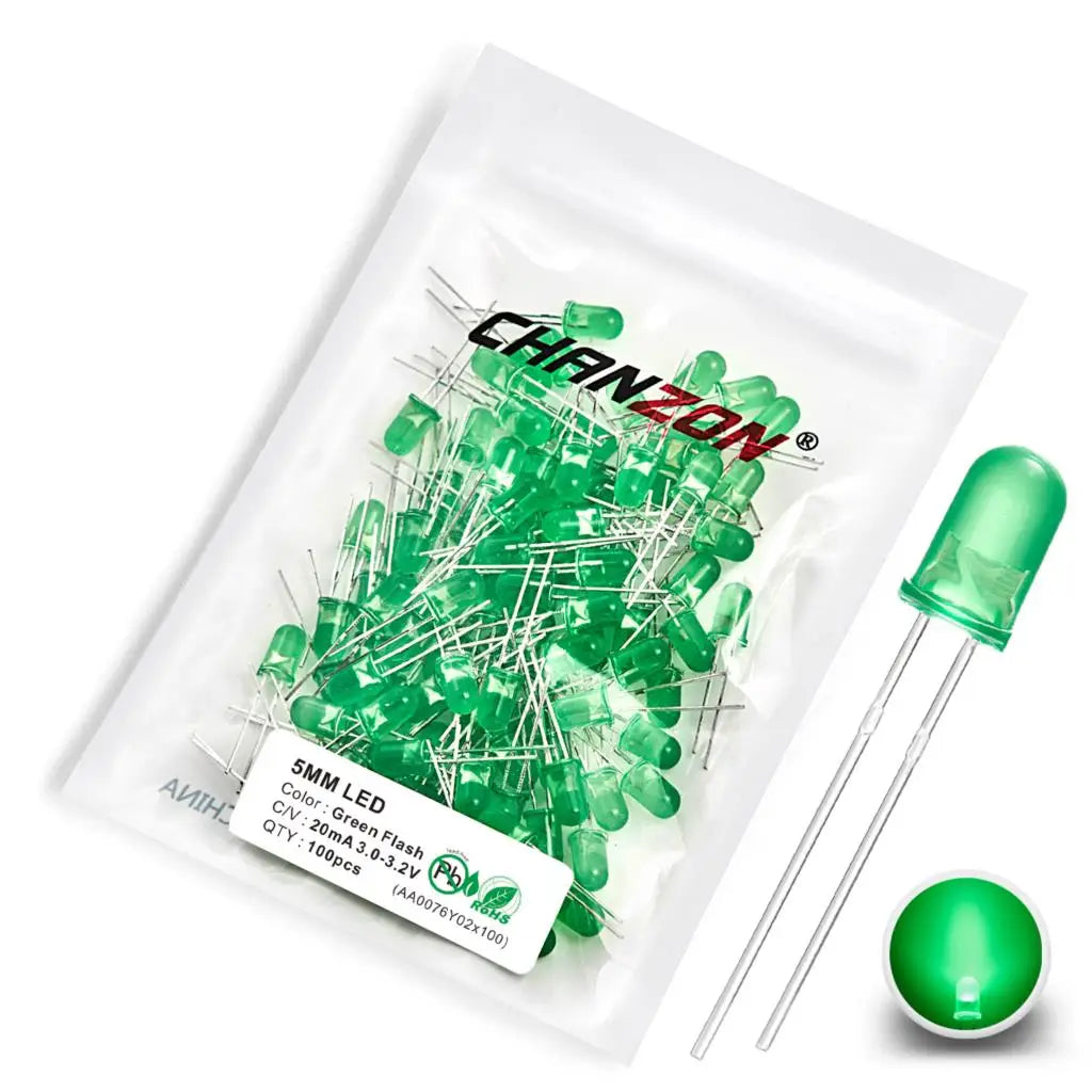 100pcs 5mm Flashing LED Light Emitting Diode Lamp Bulb RGB White Red Blue Green Yellow 3V Flickering Blinking Arduino Indicator