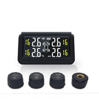 Solar Wireless Tire Pressure Monitoring System TPMS Auto Security Alarm Device Digital Colorful Display With 4 sensors