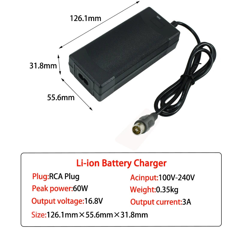 16.8V 3A Li-ion battery charger for 14.4v 14.8v battery 4S 18650 battery pack connector DC5521 gx12 gx16 d-tap xt60 xt90 XLR RCA