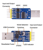 WitMotion USB-UART 6-In-1 Converter, Multifunctional USB-TTL/RS485/232, TTL-RS232/485,232-485)Serial Adapter, CH340/ CP2102 Chip