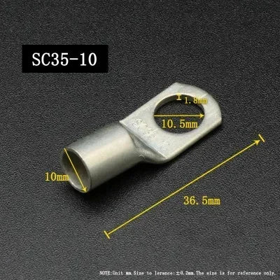 SC Type Wire Nose Terminal SC35 SC50 SC70 SC95 Bare Copper Battery Block Lugs Hole ID 6 8 10 12mm Crimp DTGA Cable End Connector