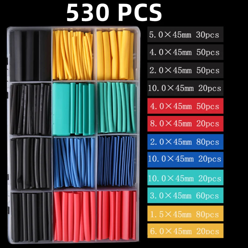 2:1 Times Shrink,Heat Shrink Tube Set,Polyolefin,Insulated Heat Shrinkable Sleeve for Wire Connection and Data Line Protection