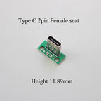 1PCS Data Charging Cable Jack Test Board with Pin Header 90 Degree Micro Mini USB Type C 2Pin USB 3.0 2.0 Female Male Connector