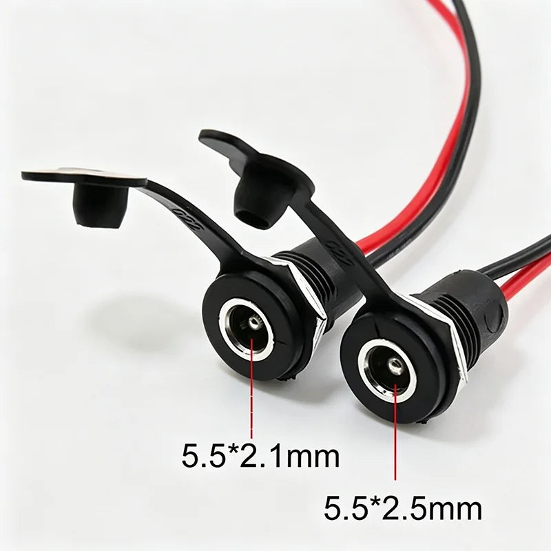 5.5*2.5/5.5*2.1mm Electric Lithium Battery Bicycle Connection Charging Port DC Power Supply Female Head With Cable Wired Socket