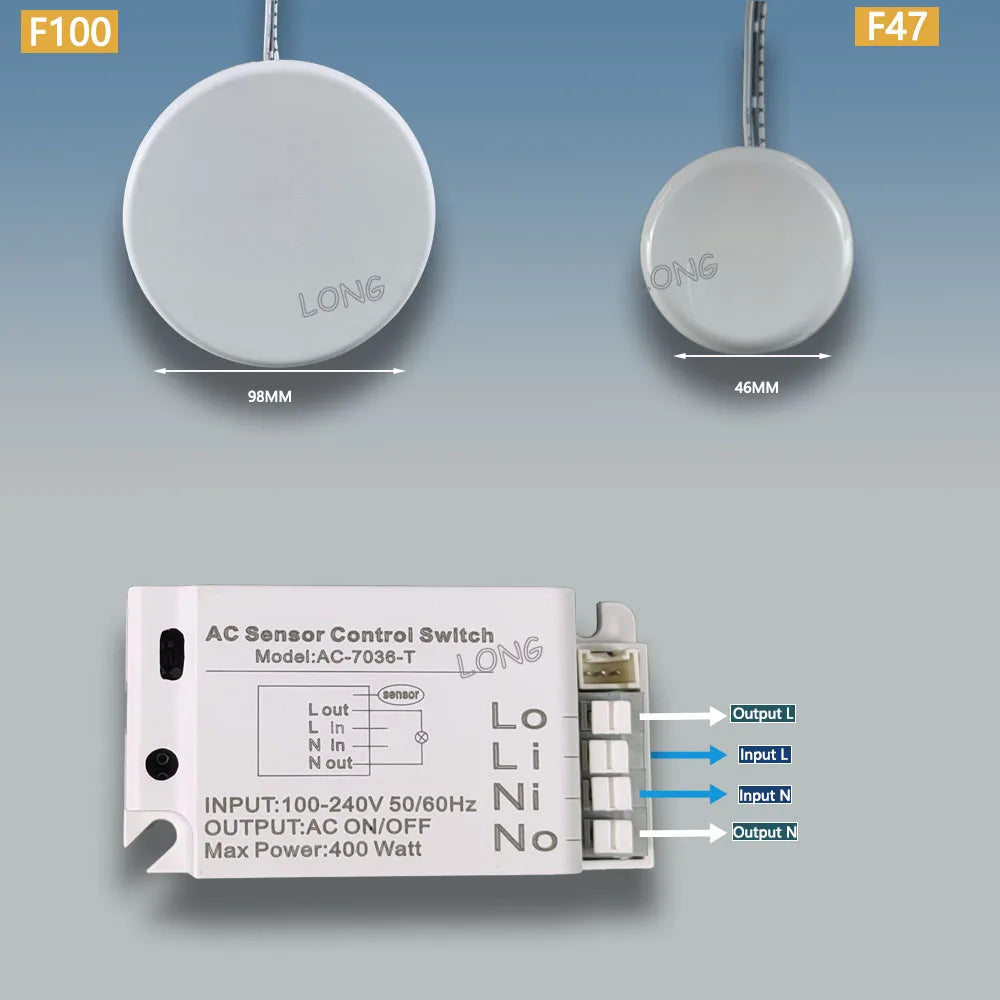 Hidden Touch Switch Penetrates 5cm Wood 400W AC110-220V for Cabinet Light Fan Appliance Invisible Mount Sensor ON OFF Switch