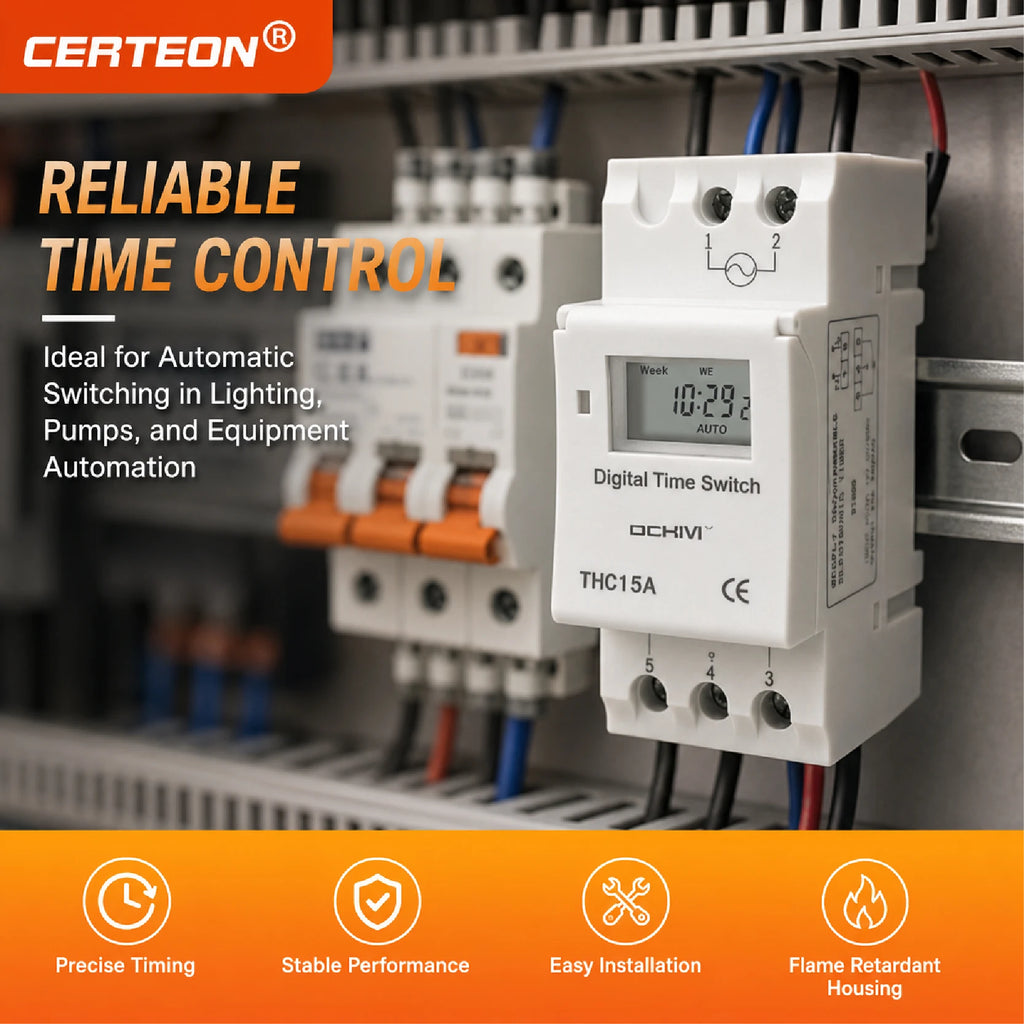 THC15A Digital Timer Switch Programmable Time Switch 30A DIN Rail Weekly Timer Relay 12V 24V 110V 220V LCD Controller