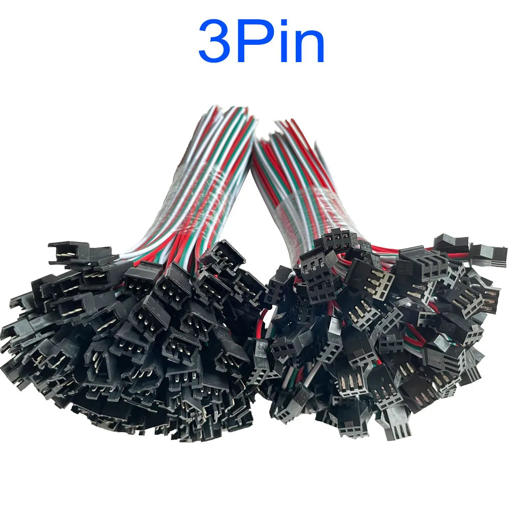 10Pairs JST SM 2P 3P 4P 5P 6Pin Plug Socket Male to Female Wire Connector LED Strips Lamp Driver Connectors Quick Adaptr 22AWG