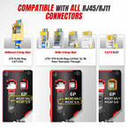 AMPCOM rj45 Crimper CAT7 Crimping Tool for Pass Through RJ11 RJ 45 Connector CAT6 CAT5E Modular Plugs With Wire Stripper Cutter