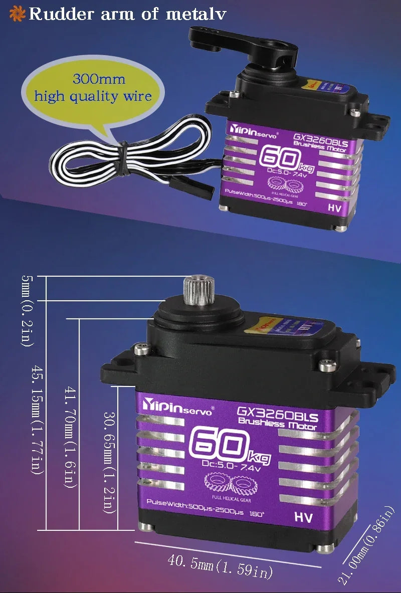 GX3260BLS 60KG 8.4V High Torque All Steel Helical Gear Digital Servo Brushless Motor 25T Metal Servo Arm for Robot Crawler Cars