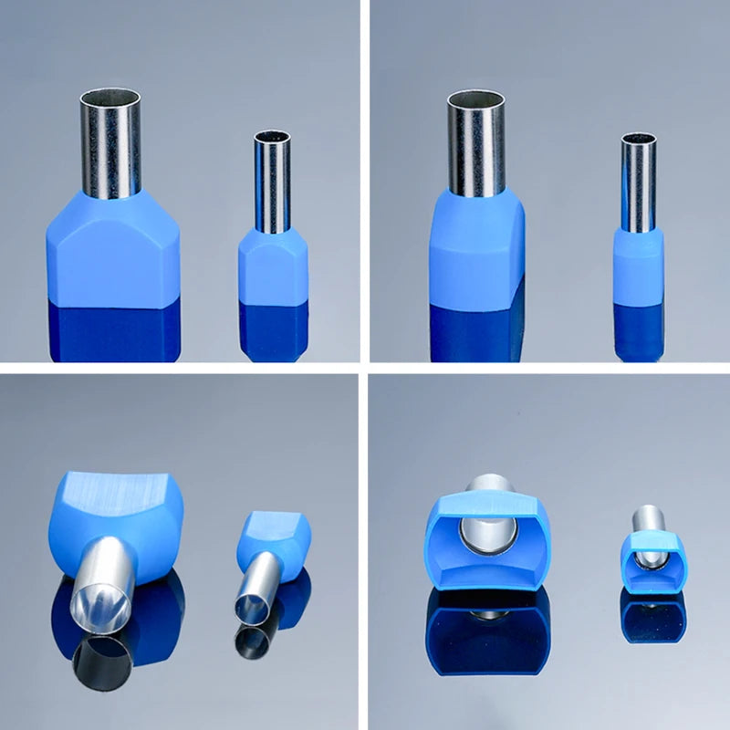 Insulated Twin Cord End Terminal Block Double Wire Ferrules Pure Copper Dual Pipe Cold Press Connector Use For 0.5-16mm2 Cable