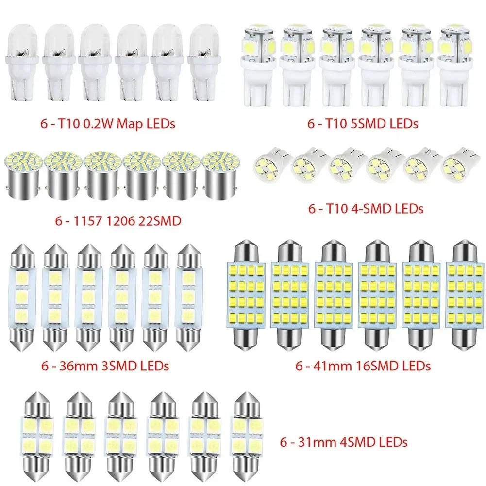 10-42pcs LED Car Interior Lights Bulb T10 6000K SMD LED Replacement License Plate/Reading Light Bulbs Xenon White Interior Light