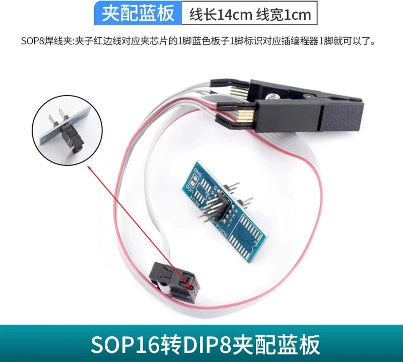 CH341A/B Programmer Adapter+SOP8 Clip+SOIC8 Adapter with Cable+1.8V Adapter CH341A EEPROM Flash BIOS USB Programmer ZIF Adapter